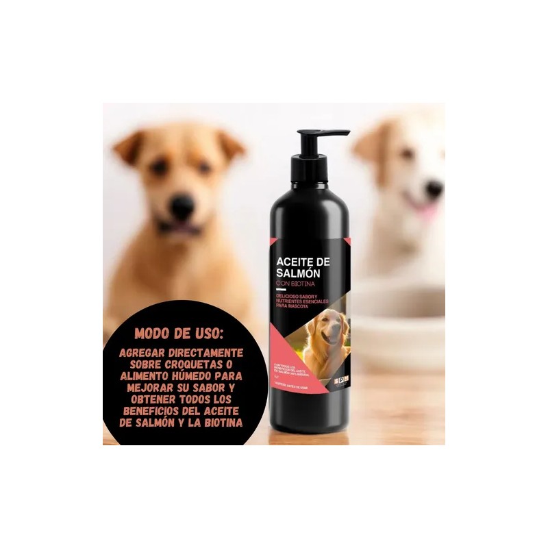 Aceite De Salmón Para Perros Mas Biotina 1 Lt -