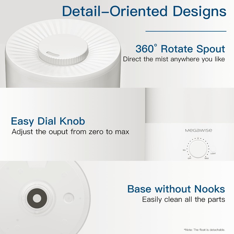 Delletir Cool Mist Humidifiers for Babies, Bedroom, Nursery, Home and