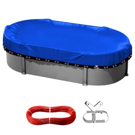 12x21 ft Oval Pool Covers for Above Ground Pools,Heavy Duty Durable Tearproof PE Material, Rectangle Winter Pools Cover,Cold-Resistant Anti-UV Waterproof Snowproof,with Winch and Cable Set-Aibiley