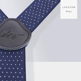 Mens Braces Lafayon Braces For Men 4 Clips Y-Back 1.38'' Wide Heavy Duty Adjustable Elastic Mens Suspenders Durable Suspenders Strong Metal Clips (Blue Wave Point), One Size