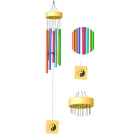 Caldipree 7 Pipes Rod Wind Chimes for Balcony Home Decoration Positive Energy Living Room Fengshui Hanging Bell with Sound Bell Kids Room Loves Gift