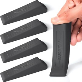UNS Door Stoppers for Bottom of Door | 5 Pack Heavy Duty Decorative Rubber Door Stop Wedge for Carpet, Tile, Wood, Cement | Floor Sturdy Stackable Door Stopper for Office, Home & Commercial (Black)