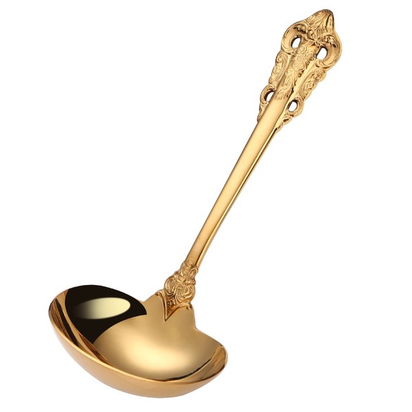 Mafier Gold Sauce Spoon Mini Ladle Stainless Steel for Gravy Boat Serving Spoons Large Buffet Home Restaurant Hotel Safe Gift Kitchen Lade