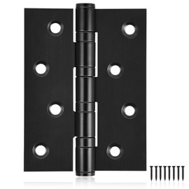 6-Pack Black Door Hinges, 4 Inch Heavy Duty Stainless Steel Hinge for Interior Exterior Doors, Max Loading 150LB, Matte Black Ball Bearing Hinges with Screws, Smooth and Quiet