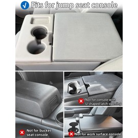 BystralX Center Console Cover Nappa Leather Armrest Cover Compatible with 2011-2014 Ford F150, 2011-2016 F250 F350 F450, Middle Console Cover Center Console Cushion(Jump Seat Only)