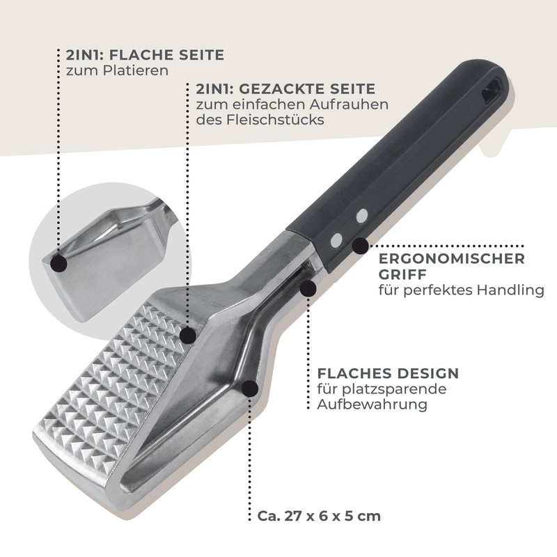 Fackelmann Statement Aluminium Meat Tenderiser - Meat Hammer with Smooth