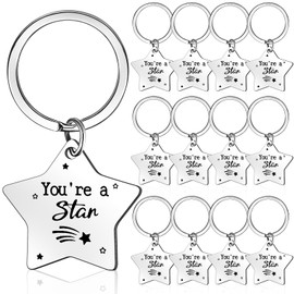 Namalu 12 Pcs School Leaver Star Keyrings Class of 2025 End of Term Star Keychains Stainless Steel Inspirational Words Engraved Keyring Motivational Thank You Gift from Teacher to Pupil(Classic)