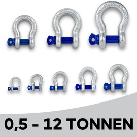 Shackle Curved 0.5 t - 12 t | Shackle Set Galvanised Steel | 2, 4, 10 Pieces | Version Shackle 0.5t 2 Pieces