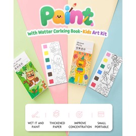 2 Pack Paint with Water Coloring Books for Kids, Mess Free Painting for Toddlers, Kids Animal Themed Party Favors, Watercolor Set Arts Crafts, 40 Pages Animal Party & Forest Adventure with 4 Brushes