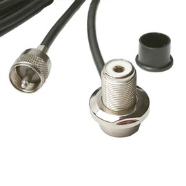 UngSung Vehicle Antenna Mount SO-239 UHF Female Right Angle Bulkhead to PL-259 UHF Male Connector with 14FT RG58/U Coaxial Cable for Compatible Antennas