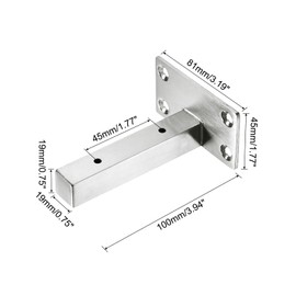 sourcing map Floating Shelf Bracket,2 Pack 4 Inch Stainless Steel Hidden Wall Mounted Shelf Supports with Screws and Expansion Tube for Wood Shelves, Hanging in Office, Living Room (Silver)