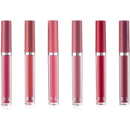 Batín de labios líquido de larga duración mate conjunto de 6,Kit de brillo de labios hidratante,Copa antiadherente no se desvanece brillo de labios impermeable (A)