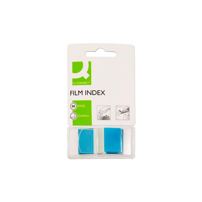 Filing Index Tabs Q-CONNECT PP 25,4x43,7mm 50 Sheets Blue/Paper and