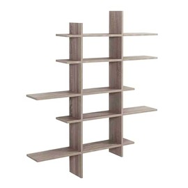 Danya B. Modern Home and Office Decor - Decorative Floating Wall Mount Asymmetric Display Shelves (Weathered Oak)