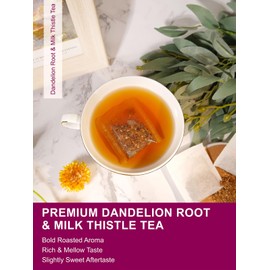TeeLux Roasted Dandelion Root Tea with Milk Thistle, Smooth & Mellow Flavor, Rich Roasted Aroma, Caffeine Free, 100 Count