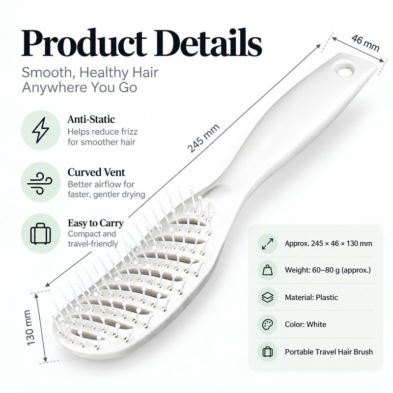 Portable Folding Hair Brush – Double-Headed Anti-Static Curved Vent Styling