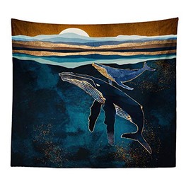 BOYOUTH Nature Landscape Tapestry Abstract Whale Sunset Pattern Digital Print Art Tapestry Wall Mural Beach Towel 150x100cm