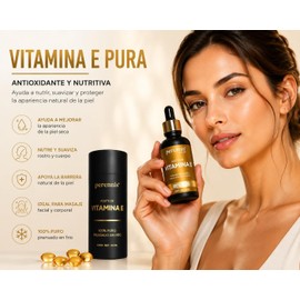 PERENNIS Aceite de Vitamina E Facial 100% Puro Prensado en Frío, Vitamina E Líquida, Aceite Hidratante para Rostro, Piel, Uñas y Cutículas, 30 ml
