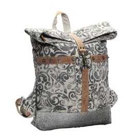 Myra Bag Floral Cowhide & Upcycled Canvas Backpack S-1161