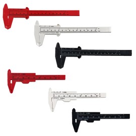 ThtRht 6 Pack Mini Caliper Plastic Vernier 80mm +150mm Sliding Gauge Ruler mm/in Scale Measure Tool for Student Office House Shop Workspace School Jewelry (3 Inch + 6 Inches Black White Red)
