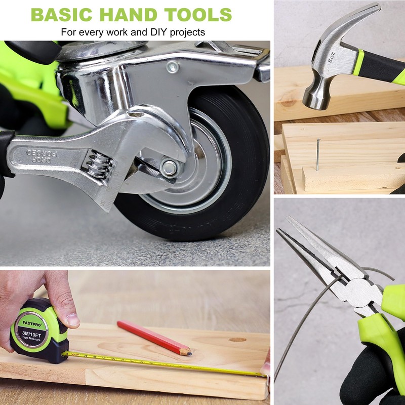 FASTPRO 160-Piece Home Tool kit with Drill, 12V Cordless Lithium-ion