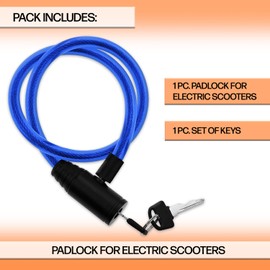 JP Sales E Scooter Lock Robust Steel Cable 60 cm Extended Key Lock for Unsurpassed Security Reliable Robust Practical (Blue)
