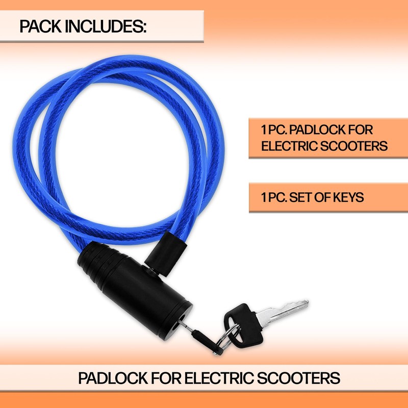 JP Sales E Scooter Lock Robust Steel Cable 60 cm