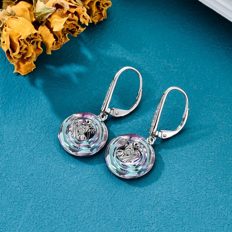 LILALO Nightmare Earring Jack Skellington Earrings Sterling Silver Crystal Jack