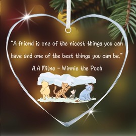 Winnie Gifts, Winnie Thank You Gifts, Pooh Birthday Gifts, Winnie Crystal Ornament, Winnie Graduation Farewell Gifts for College Students Girls Boys, Pooh Friendship Gifts, Christmas Glass Ornament