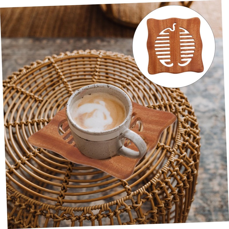 Zerodeko 1Pc Wooden Cup Mat Heat Insulation Coaster for Coffee
