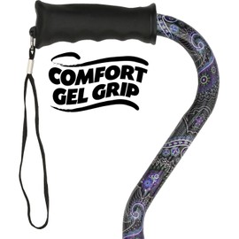 Purple Majesty Adjustable Offset Walking Cane with Comfort Gel Grip