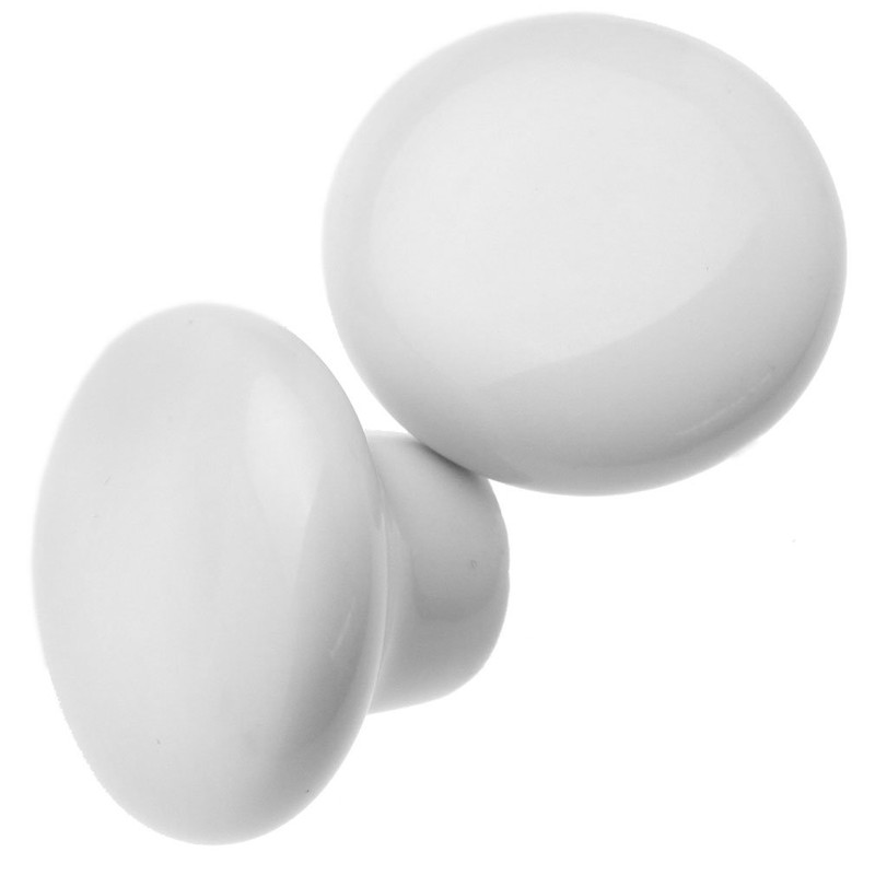 8pcs White Mushroom Ceramic Door Knob Cabinet Cupboard Drawer Pull