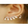 Crystal Curved Ear Crawlers Pierced Earring Set Silver Plated Climbers