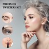Brencco Precision Tweezers Set of 4 Stainless Steel Professional Eyebrow
