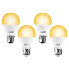 FOCO LED AKSI A19 REPELENTE DE MOSQUITO, Consume 7W, LUZ AMARILLA 1800K, E27 - PACK de 4