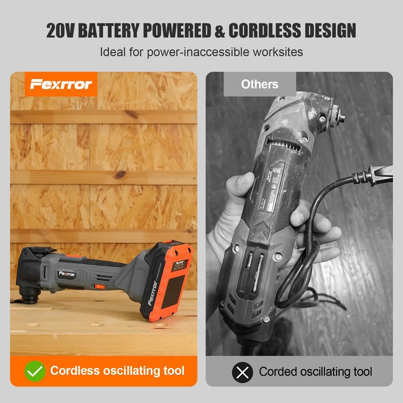 Fexrror Cordless Oscillating Tool, 20V Oscillating Multi Tool Kit with