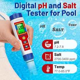 HOICATED pH Salt Tester TDS Salinity pH Tester 6 in 1 Digital Salt ORP Tester for Pool Spa Hot Tub TDS EC Temp Tester for Hydroponic Aquarium