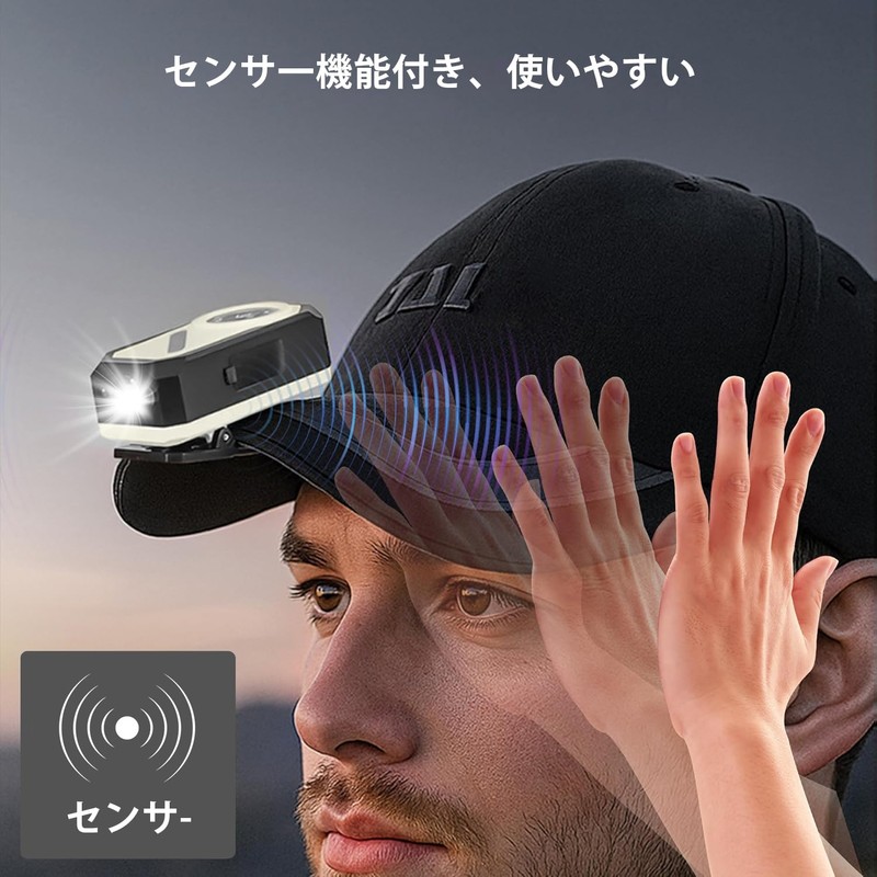 クリップライト LED ランニングライト Type-C 充電式 軽量懐中電灯 広角＋スポット デュアル光源モード モード記憶機能 残量表示