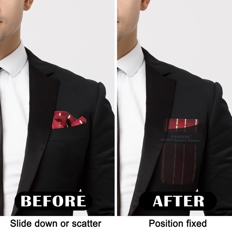 LADIZIO Pocket Square Holder, Pocket Squares for Men, Accessories for