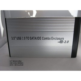 KesCom External USB Hard Drive Enclosure Metal 3.5 Inch (8.9 cm) USB 2.0 SATA and IDE Connection in Silver