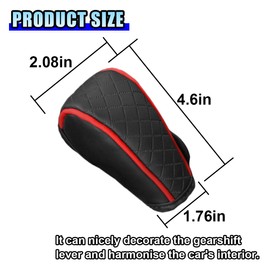 DUSCOKE Leather Car Gear Shift Knob Cover, Anti-Slip Breathable Car Shifter Lever Cover, Automatic Shift Knob Handle Protector, Universal Auto Interior Decorative Accessory for Sedan, SUV (Black/Red)