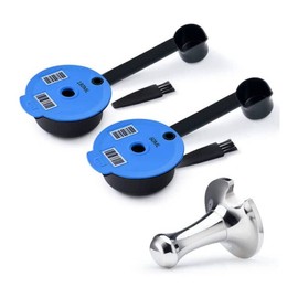 i Cafilas Refillable 2 Coffee Capsules for Tassimo Bosch, Reusable Refill Capsule 180 ml + 60 ml Coffee Capsule Coffee Filter + 1 Tamper for Tassimo Bosch