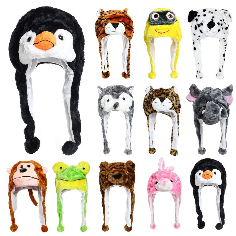 Glamexx24 Plush Animal Ear Hat Costume Carnival Cap Penguin Tiger