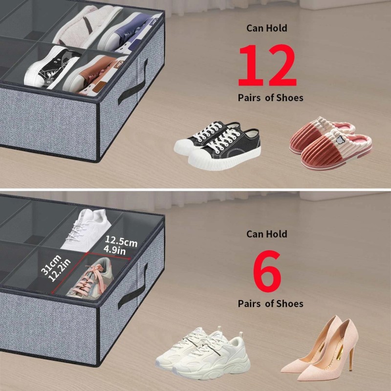 Onlyeasy Large Under Bed Shoe Organizer (12 Pairs x 2)