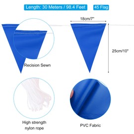 PATIKIL 100ft Pennant Banner Flags, Warning Flagging Banner Safety Flag Barrier Signs for Perimeter Making Traffic Control Party Events, 45 Flags Blue