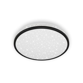 BRILONER Leuchten 3403-015 LED Ceiling Light, Bathroom Light with Star Decoration, IP44, 12 Watt, 1,200 Lumen, 4,000 Kelvin, White/Black, 280 x 70 mm (DxH), White / Black