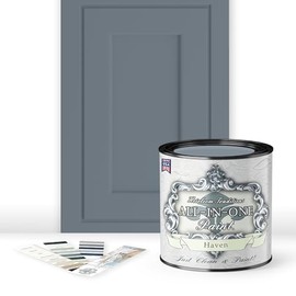 ALL-IN-ONE Paint, Haven (heathered, muted blue), Quart - Durable cabinet and furniture paint. Built in primer and top coat, no sanding needed. Includes our 30 featured color card.