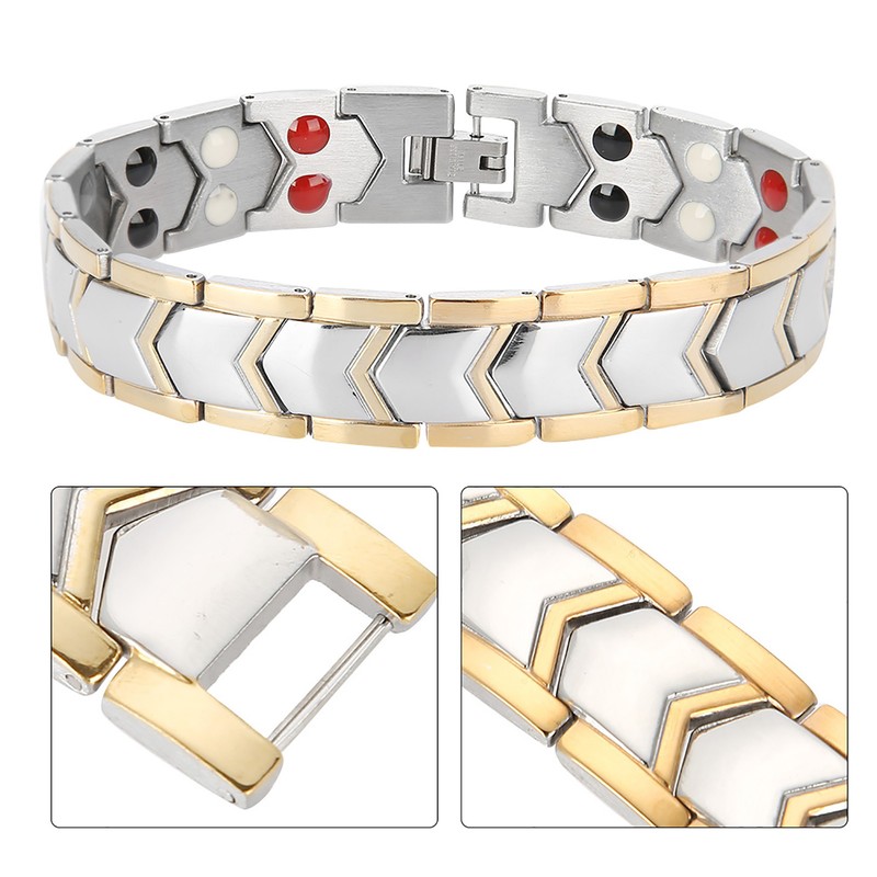 4 In 1 Men Titanium Steel Germanium Magnetic Bracelet Adjustable