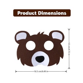 Yimluofa 4 Pack Bears Card Masks Funny Animal Felt Masks with Elastic Bands for Cosplay Party Costume Supplies(Bear)