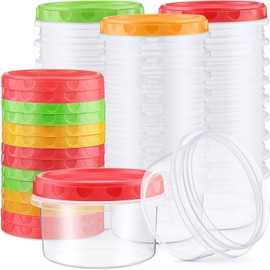 36 Pack 8/16/32 oz Freezer Storage Containers with Lids, Reusable Twist Top Containers for Soup, PET Round Wide Mouth Lunch Jars, Freezer Deli Containers (8 oz)
